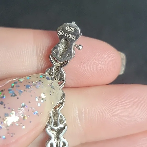 925 Sterling Silver Vintage Tennis Bracelet 44 Diamonds 8" Long - Picture 8 of 10